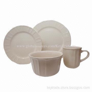 Fine stoneware 16pcs color glazed dinner set in round rim shape, multiple colors